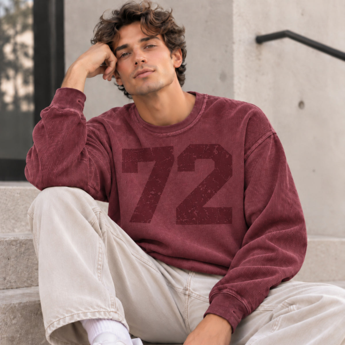 Custom Number Cord Sweatshirt