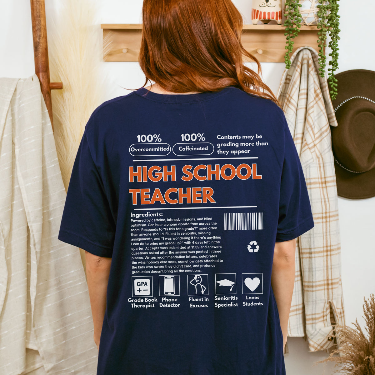 High School Teacher Ingredient Label Tee