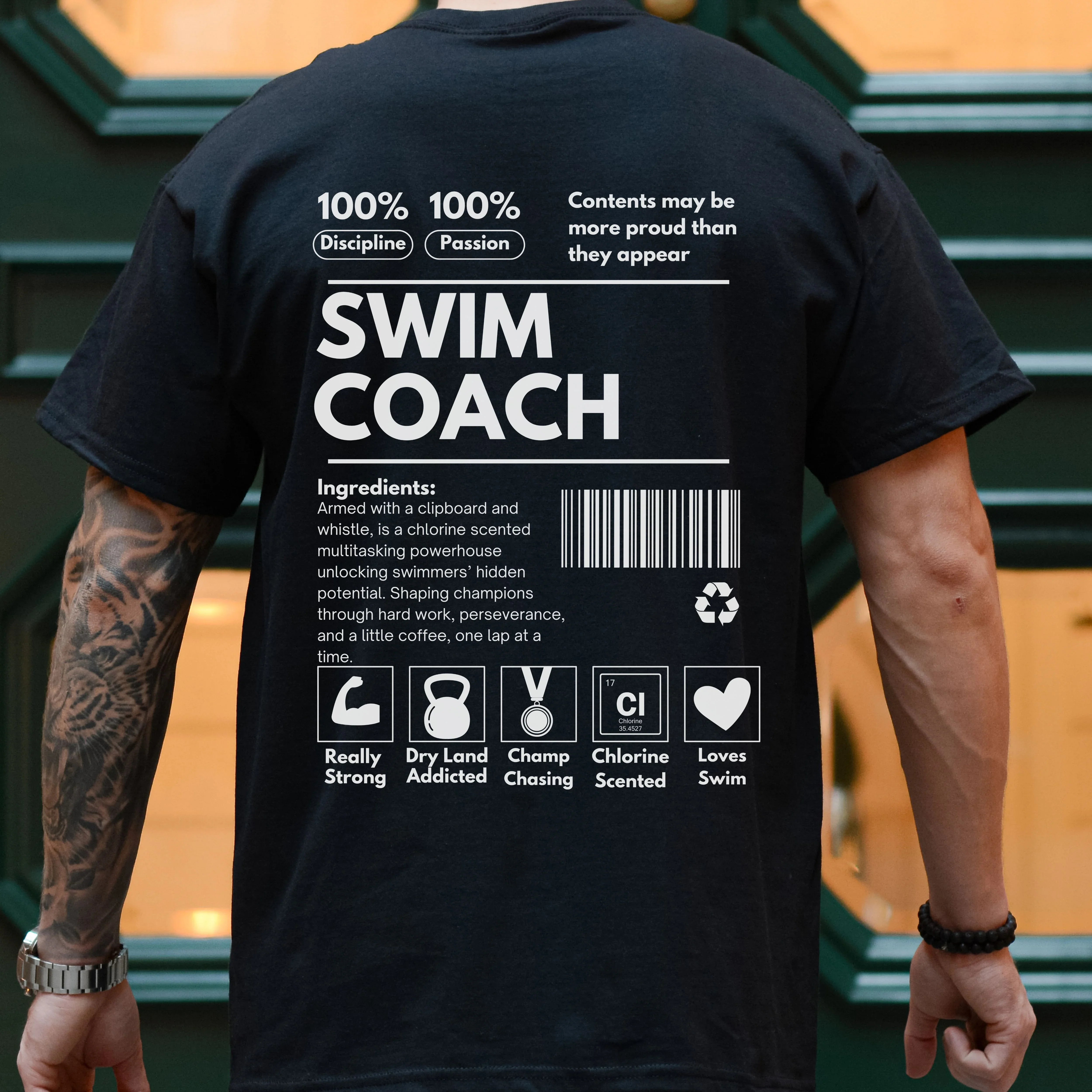 Swim Coach Ingredient Label Tee