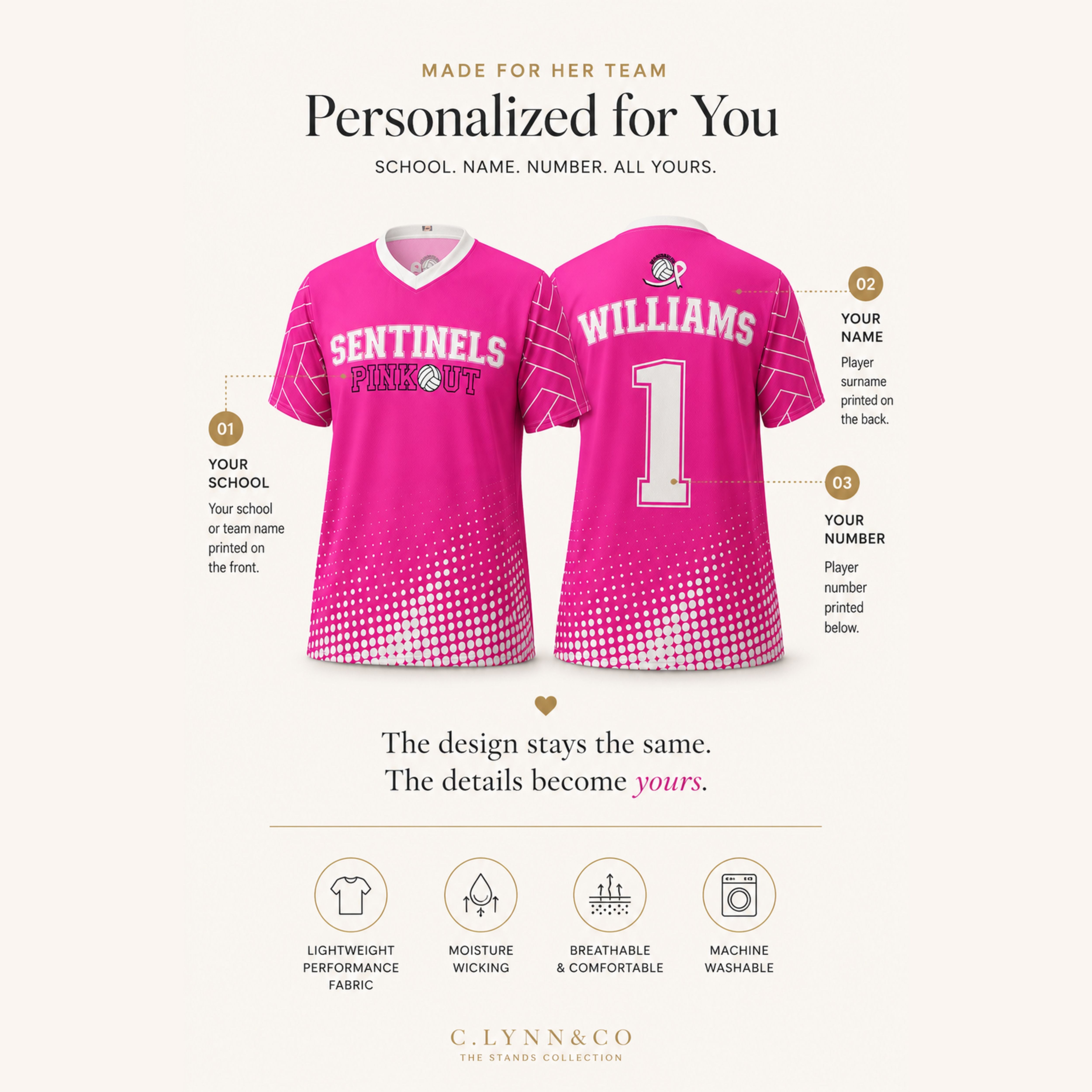 Custom Pink Out Volleyball Jersey