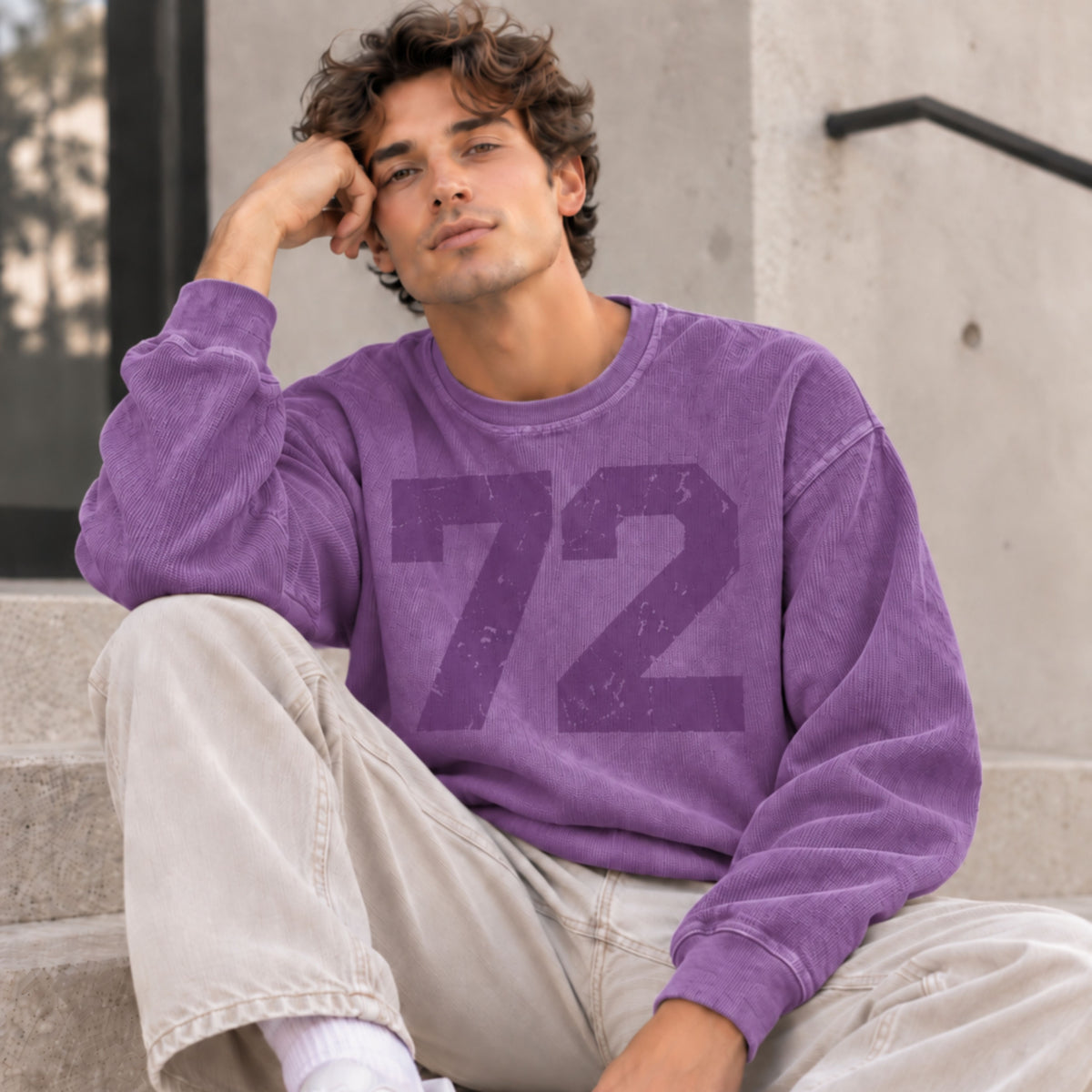 Custom Number Cord Sweatshirt