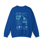 Blue sweatshirt with text and graphics on the back on a white background
