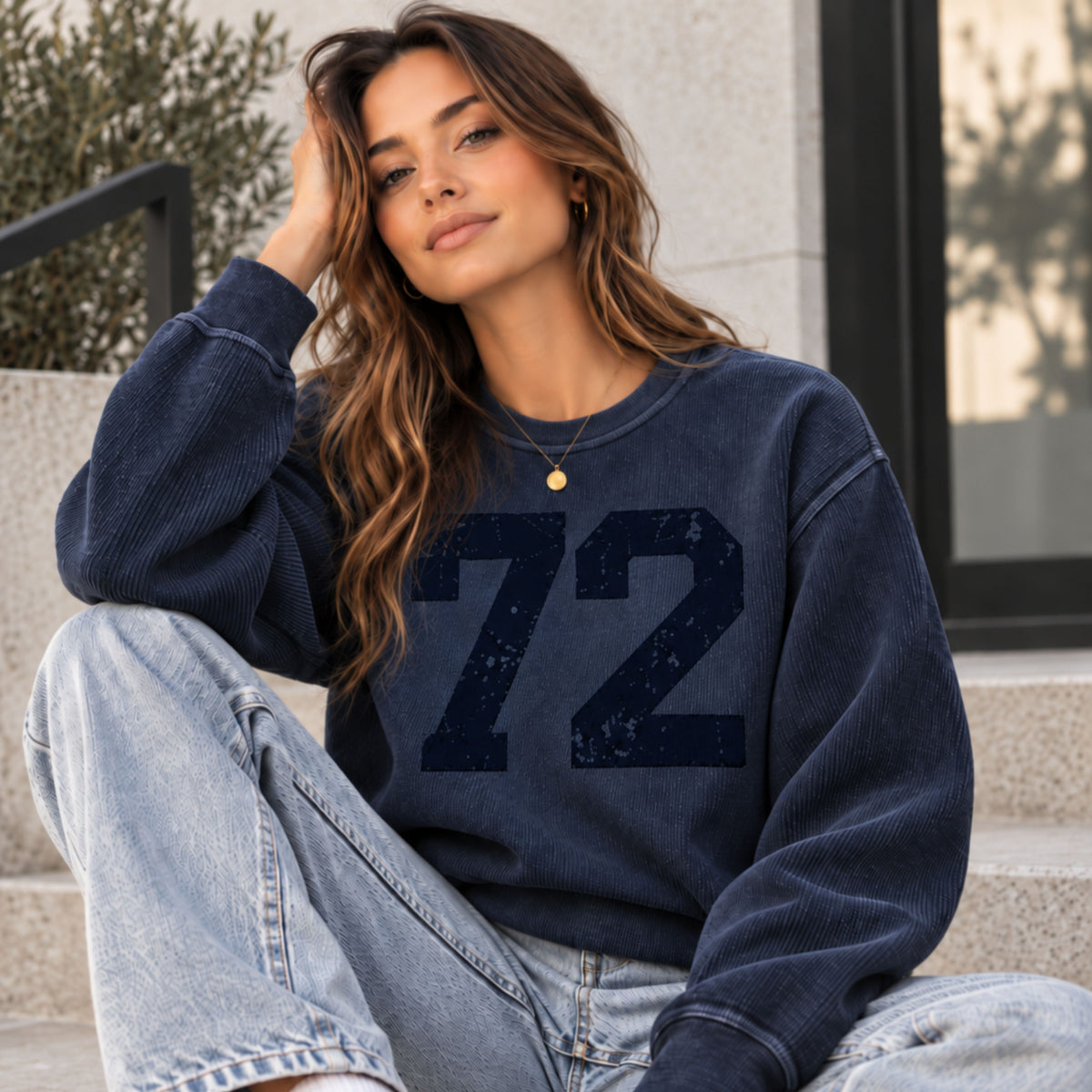 Custom Number Cord Sweatshirt