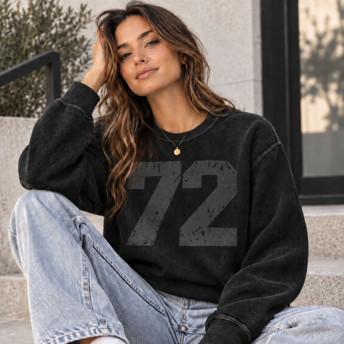 Custom Number Cord Sweatshirt