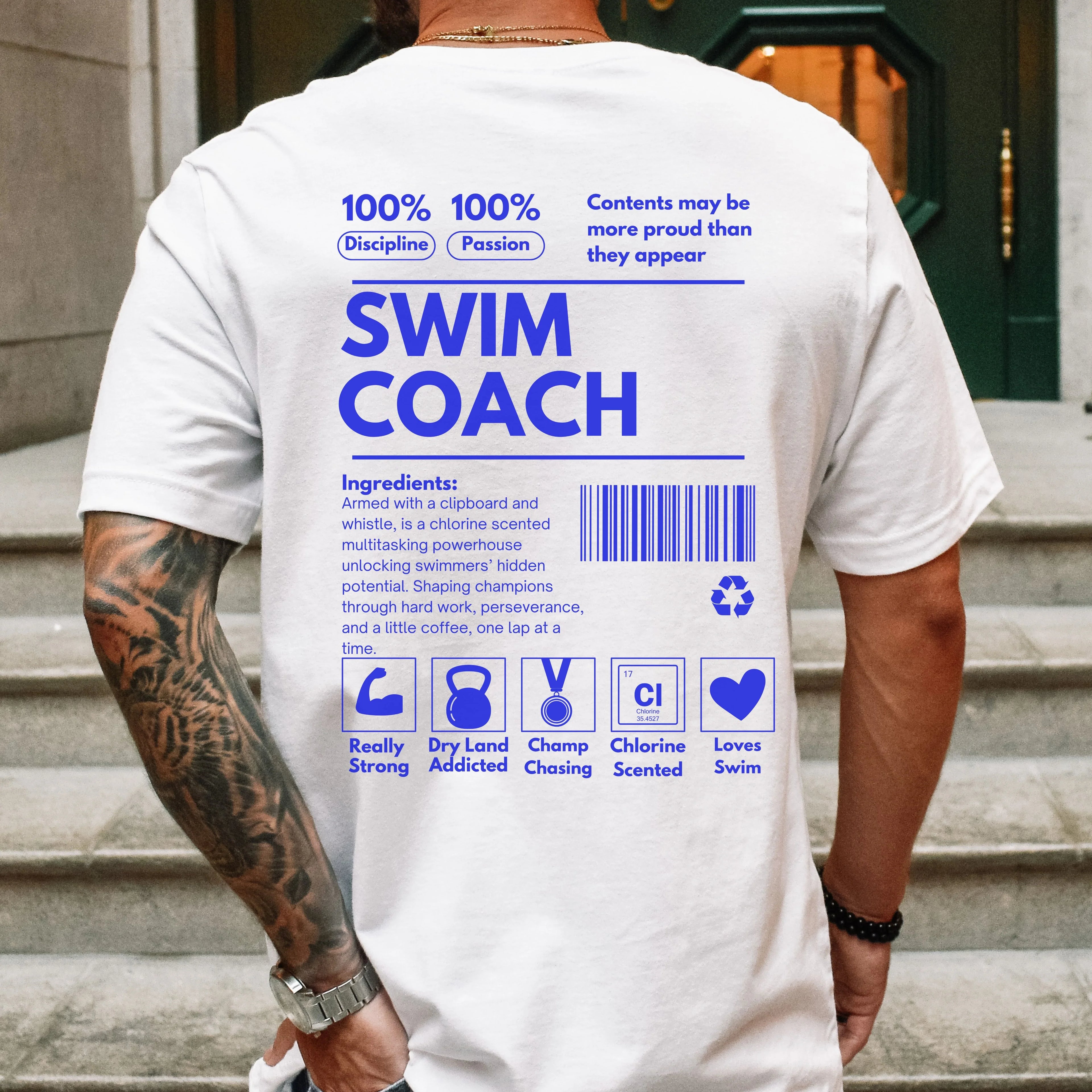 Swim Coach Ingredient Label Tee