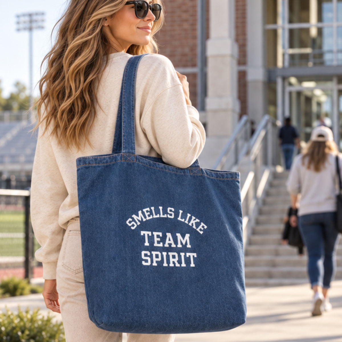 Smells Like Team Spirit Denim Tote