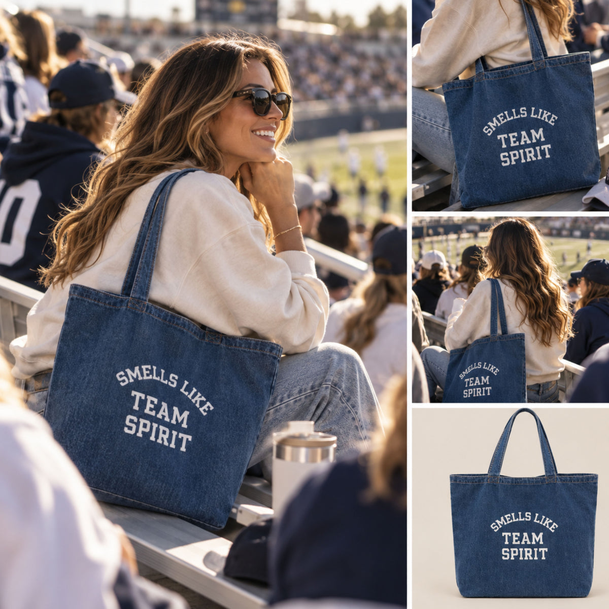 Smells Like Team Spirit Denim Tote