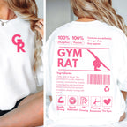 White t-shirt with pink text and graphics on the back, worn by a person.