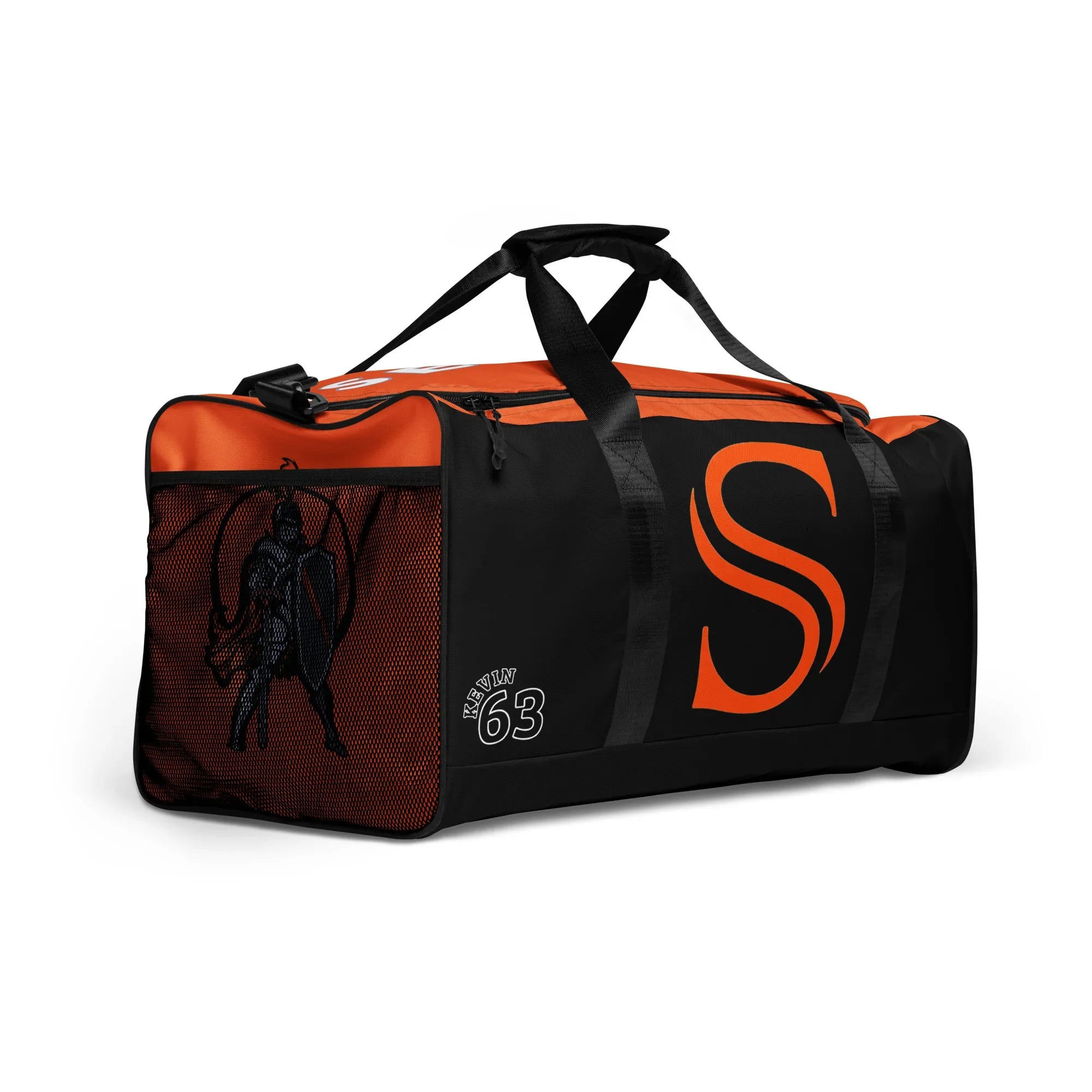 Large Custom Duffle Bag Side View of Mesh Pocket