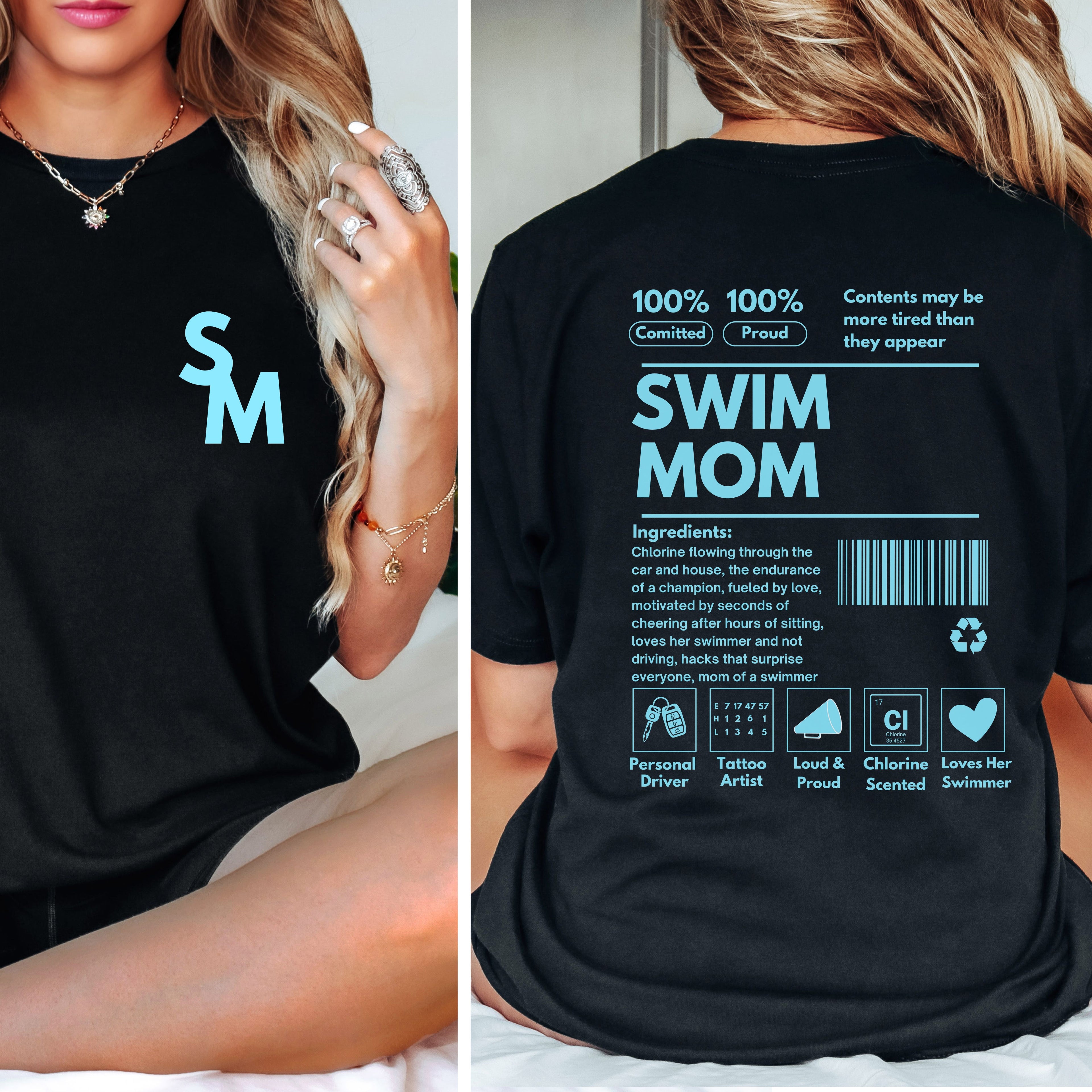 Swim Mom Ingredients Label Tee