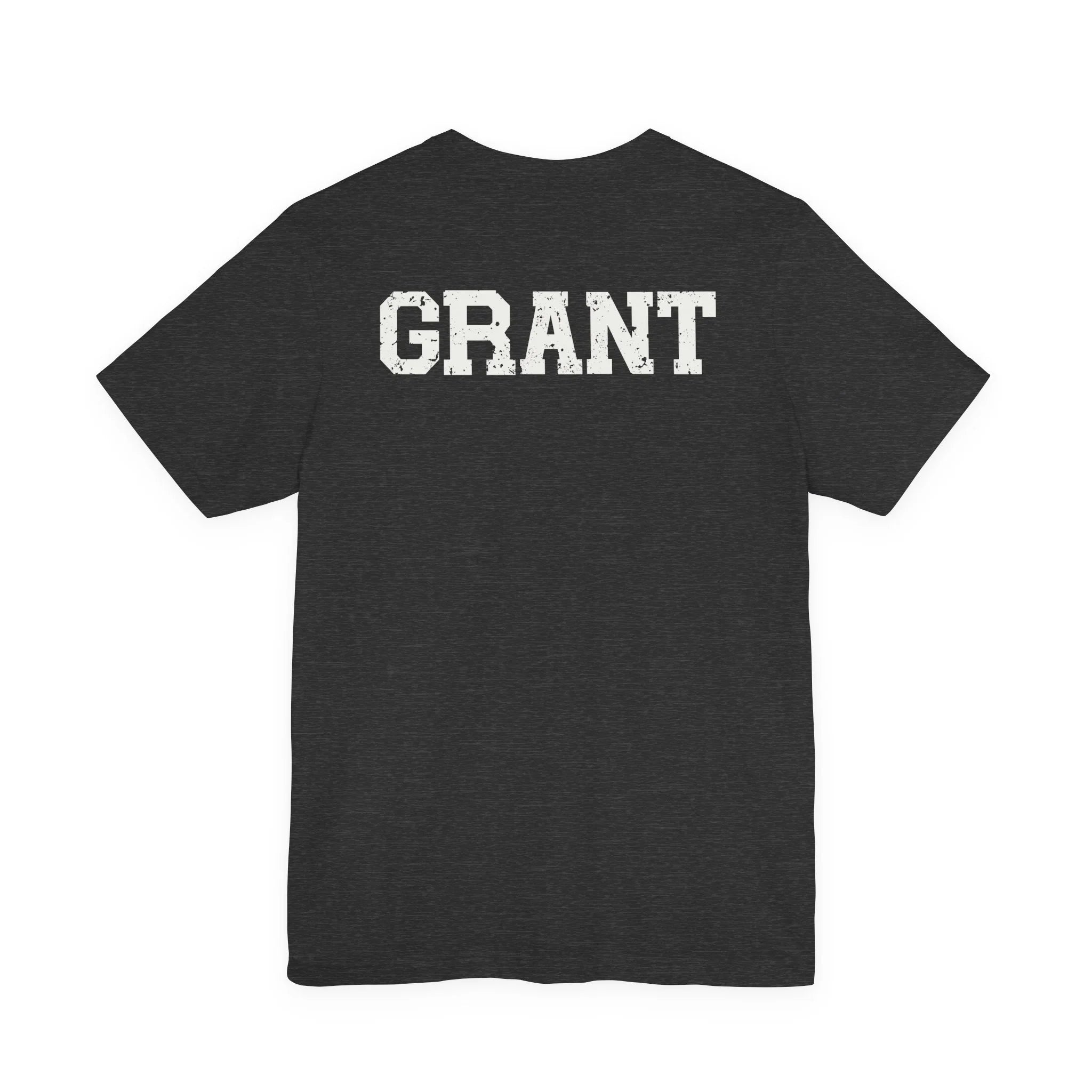 Black t-shirt with a vintage car graphic on the back against a white background