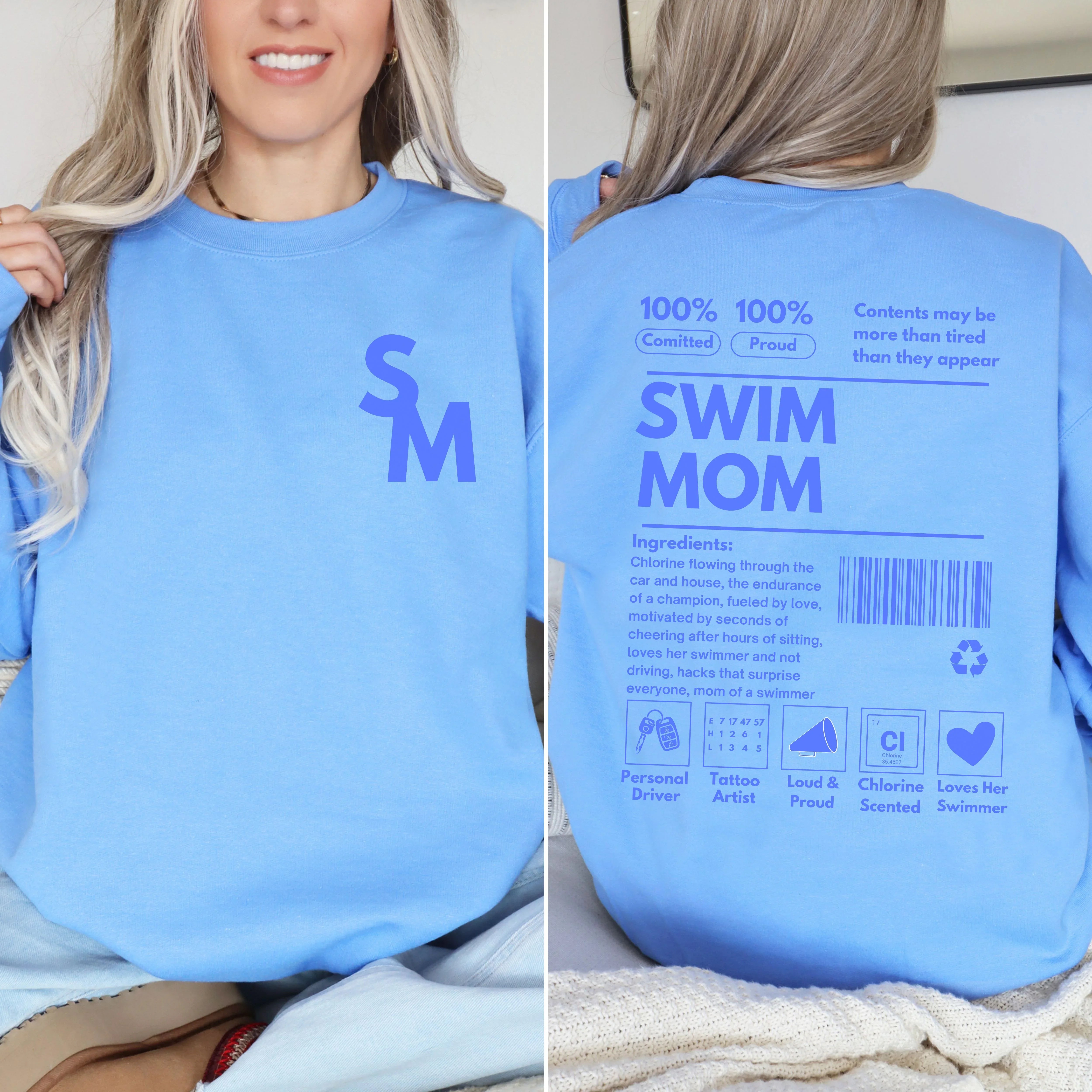 Swim Mom Ingredients Label Sweatshirt