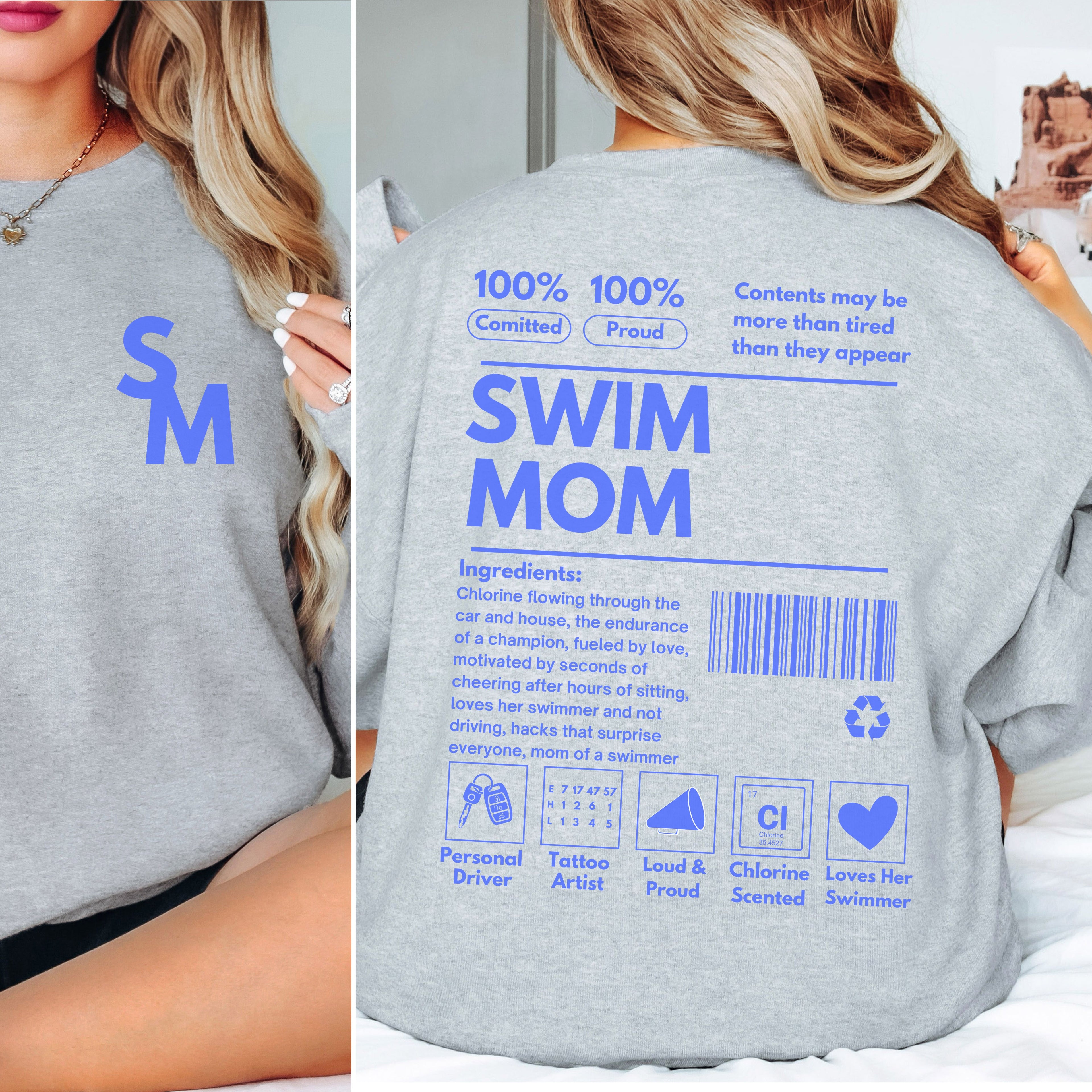 Swim Mom Ingredients Label Sweatshirt