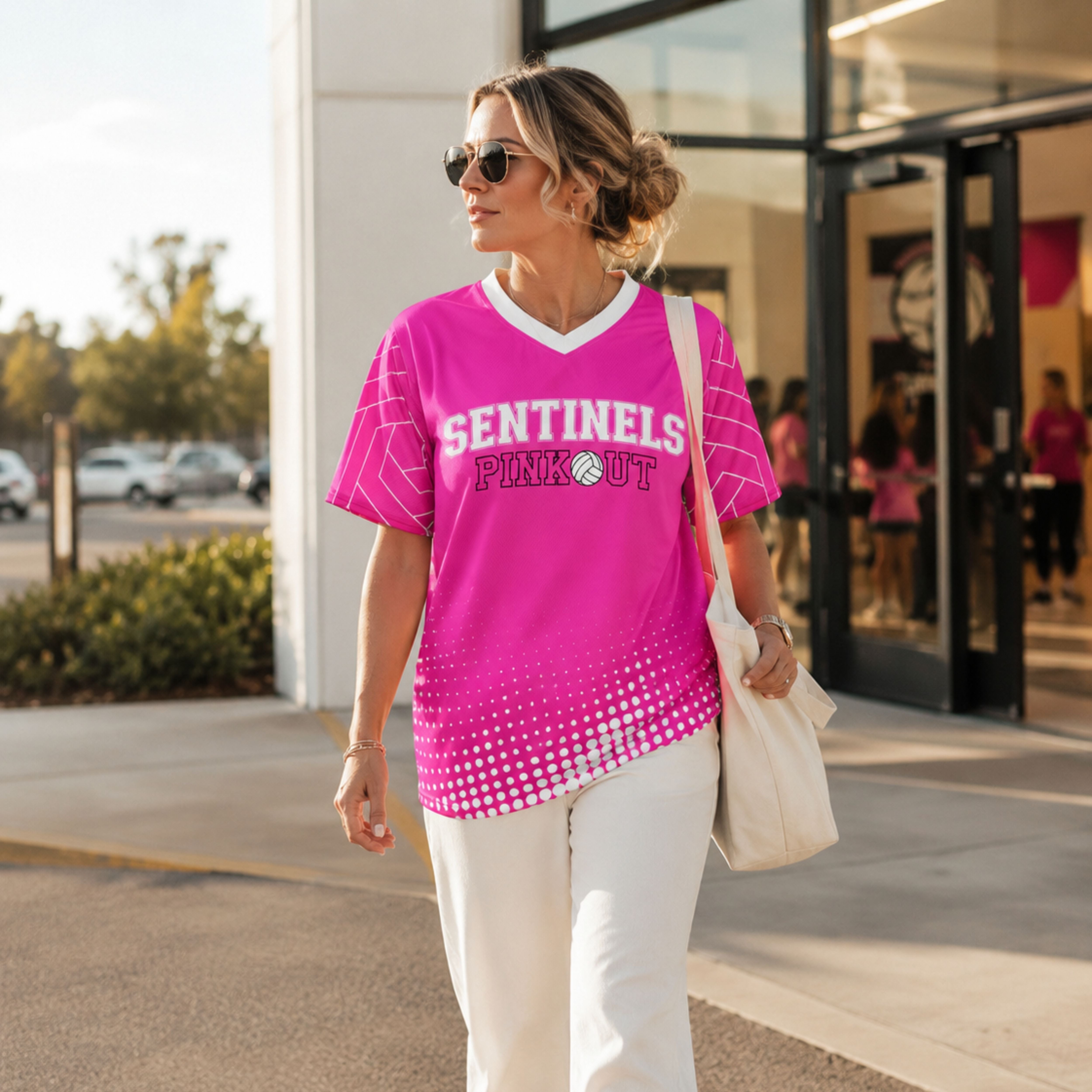 Custom Pink Out Volleyball Jersey