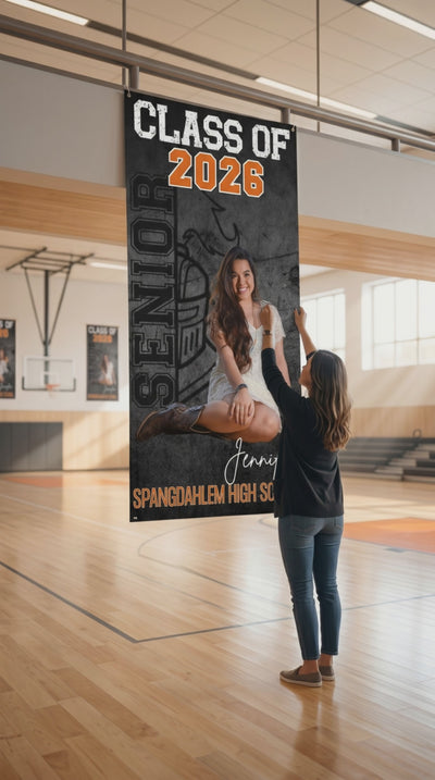 custom senior hanging banner