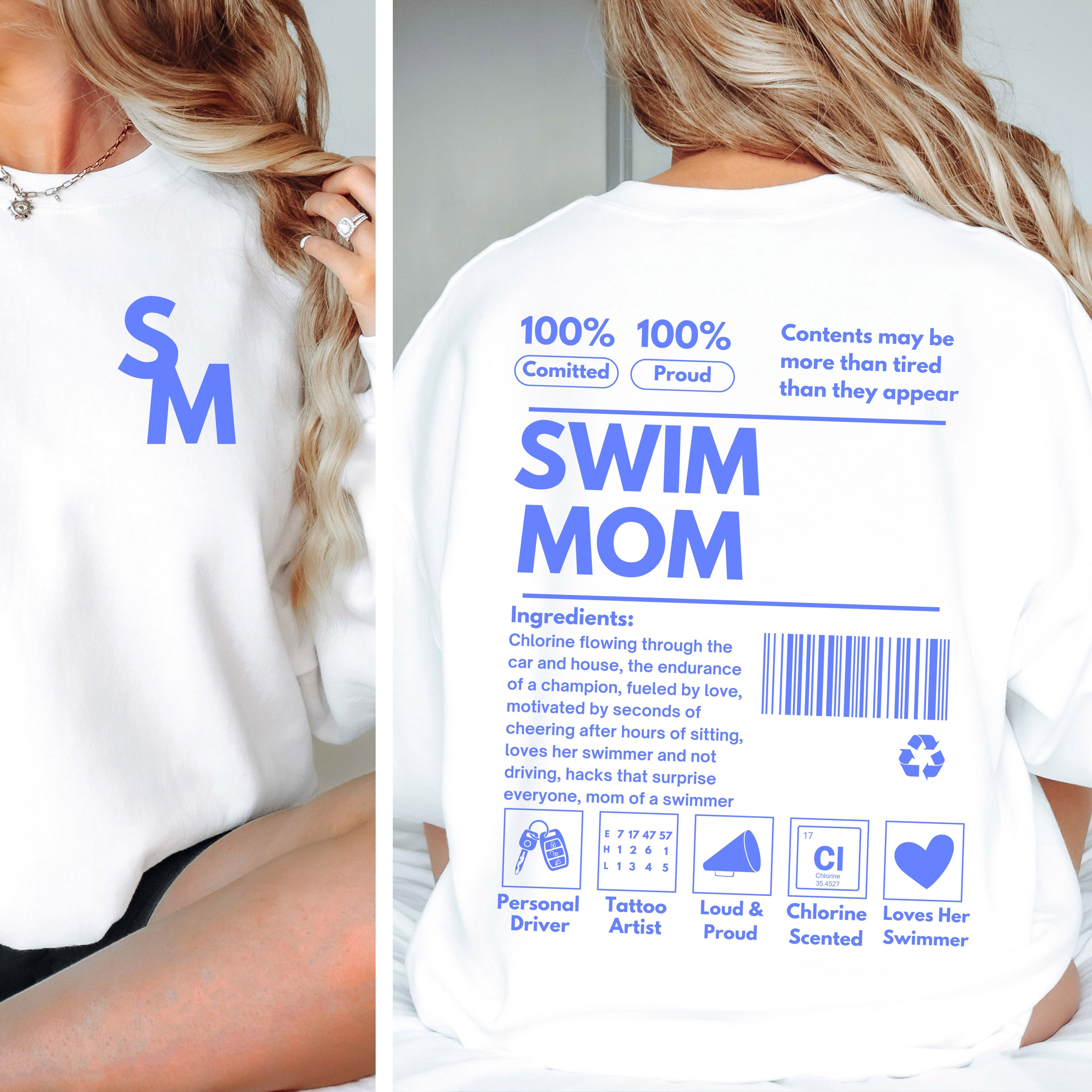Swim Mom Ingredients Label Sweatshirt